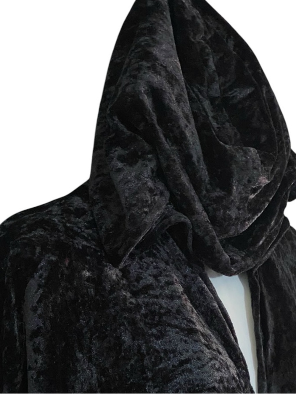 Vintage Black Crushed Velvet Opera Cape Goth Victorian Vampire Witch Cloak - Picture 5 of 10
